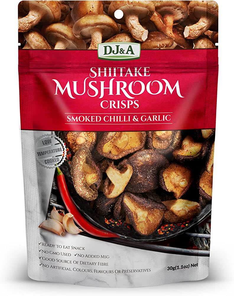 DJ&A Mushroom Shitake Crisps Smoked Chilli & Garlic 16 x 30g