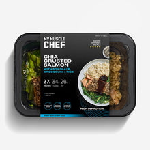 Load image into Gallery viewer, My Muscle Chef - Chia Crusted Salmon with Soy Glaze, Broccolini & Rice