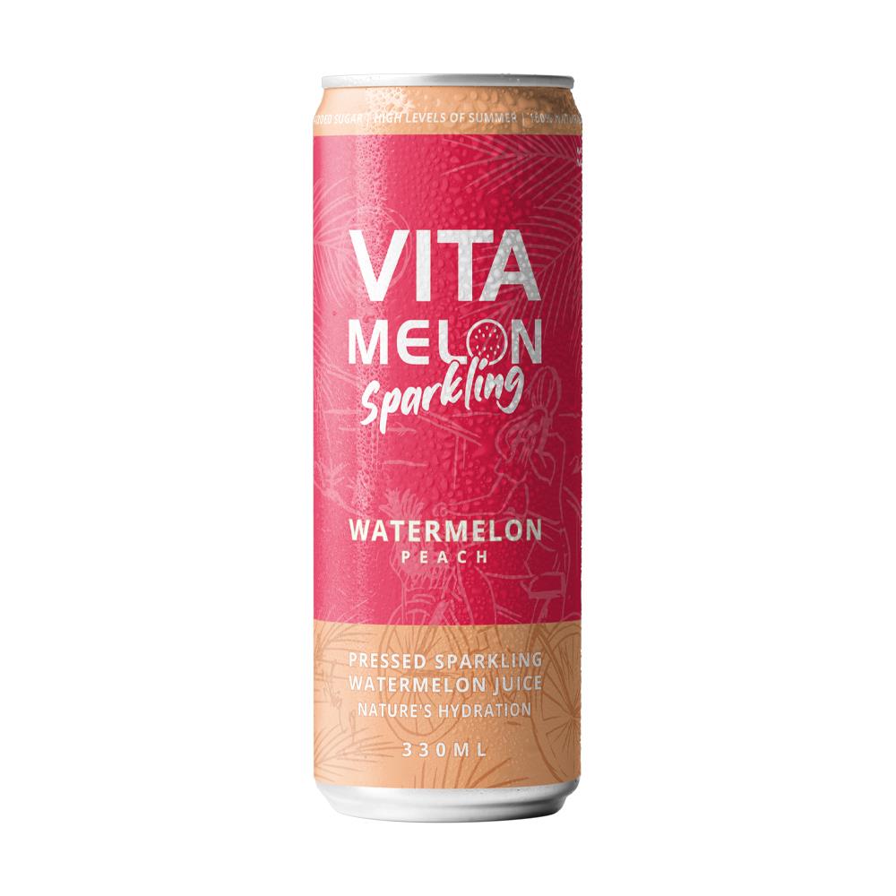 Vita Melon Sparkling Juice Watermelon Peach 24 x 330ml Ding Oh Dong
