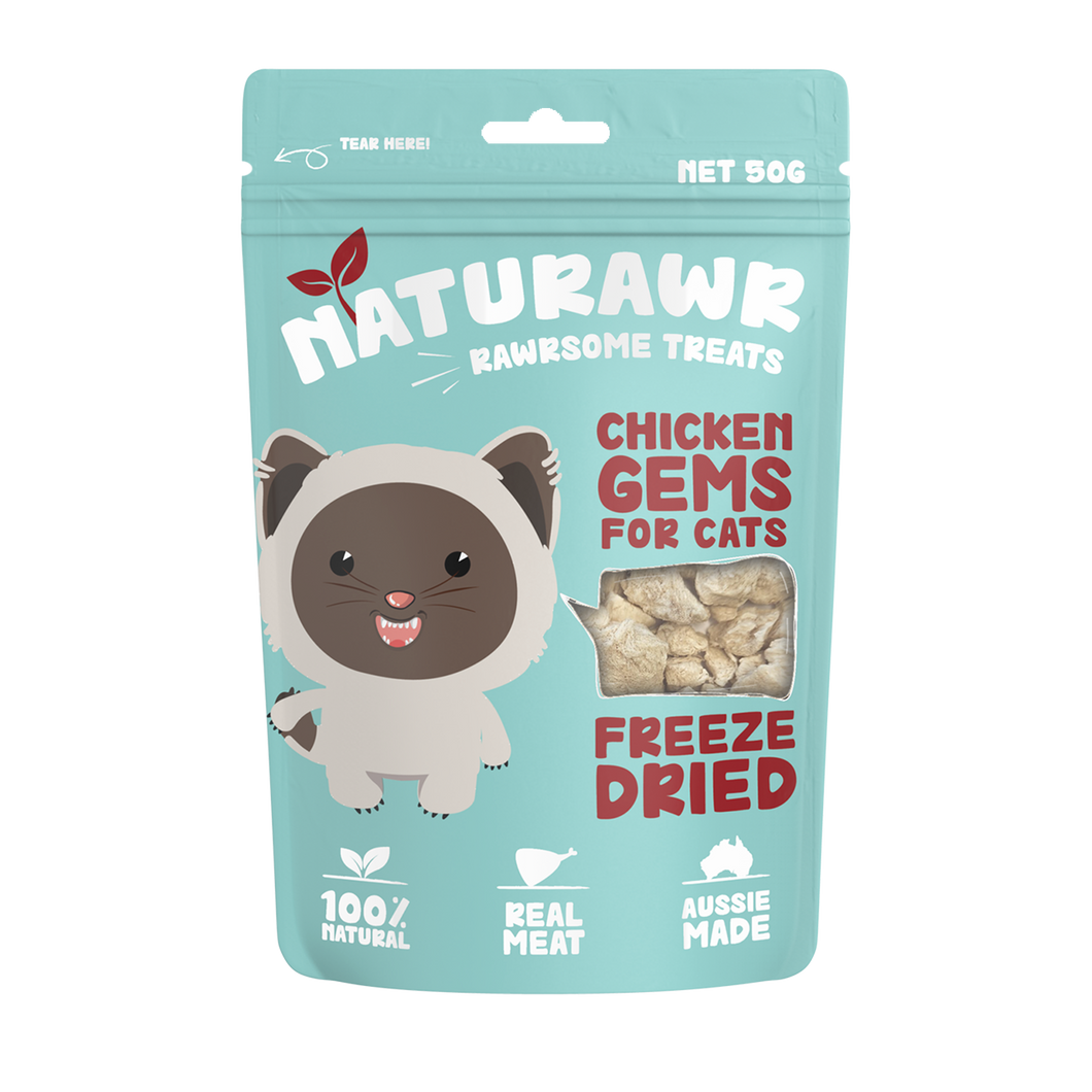 Naturawr - Cats - Pet Treats - Chicken Gems 10 x 50g