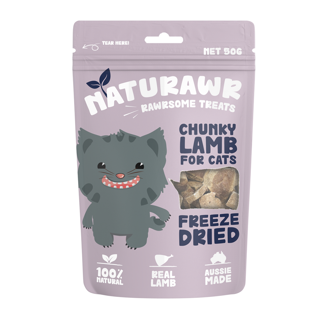 Naturawr - Cats - Pet Treats - Chunky Lamb 10 x 50g