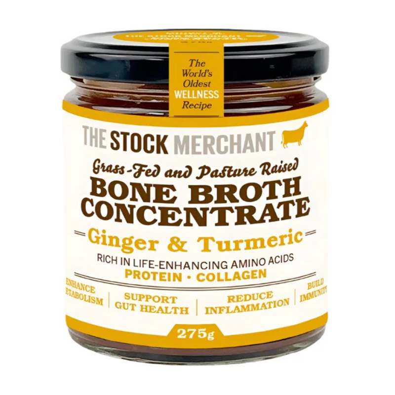 The Stock Merchant - Concentrated Bone Broth - Ginger & Tumeric - 12 x 275g