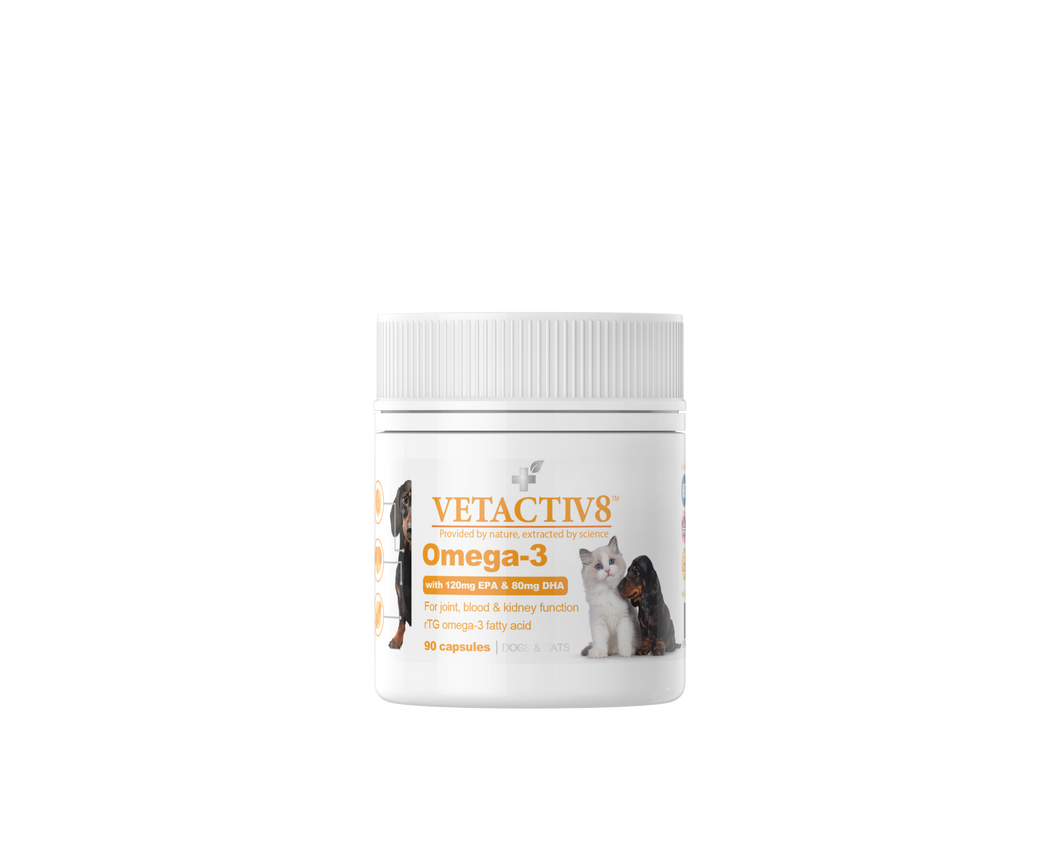 VetActiv8 - Dogs & Cats - Pet Supplements - Omega-3 - 4 x 90 Capsule
