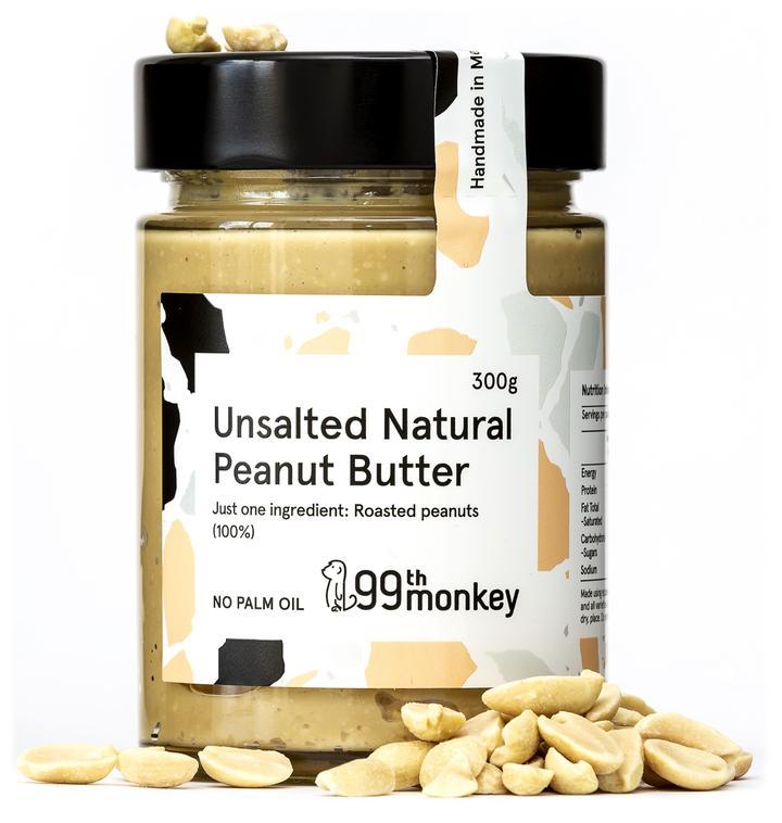 99th Monkey - Unsalted Natural Crunchy Peanut Butter 6 x 325g