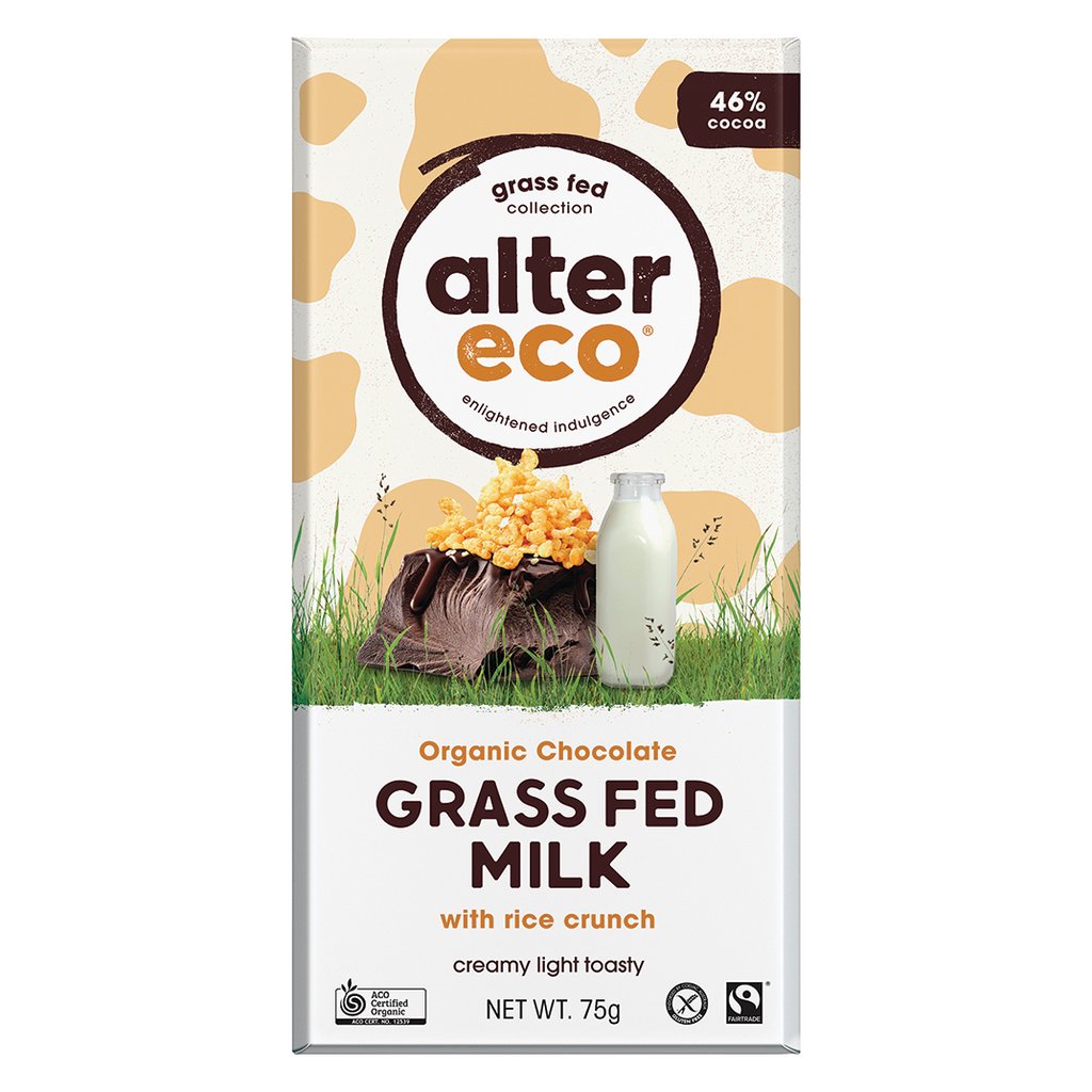Alter Eco - Grass Fed Milk Rice Crunch 12 x 75g