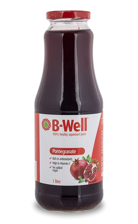 B-Well - Juice - Pomegranate 100% Freshly Squeezed No Added Sugar 8 x 1000ml