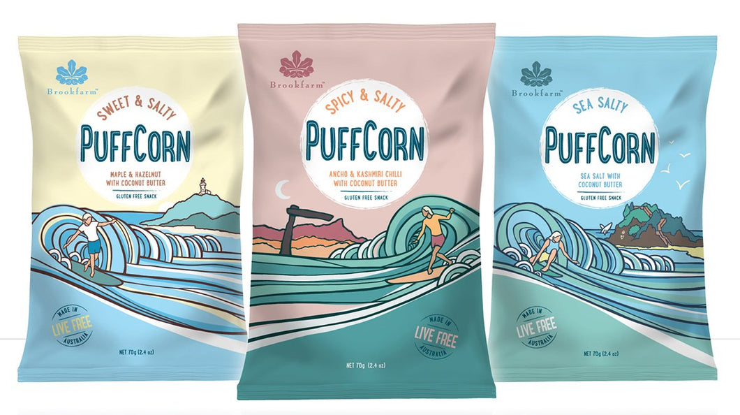 Brookfarm - Puff Corn Sea Salty 8 x 70g
