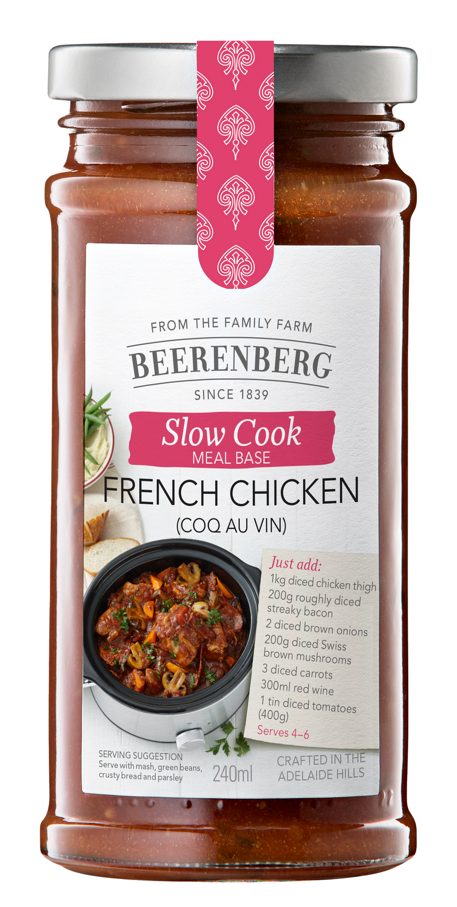 Beerenberg - Slow Cook Sauce - French Chicken Coq Au Vin 8 x 240ml