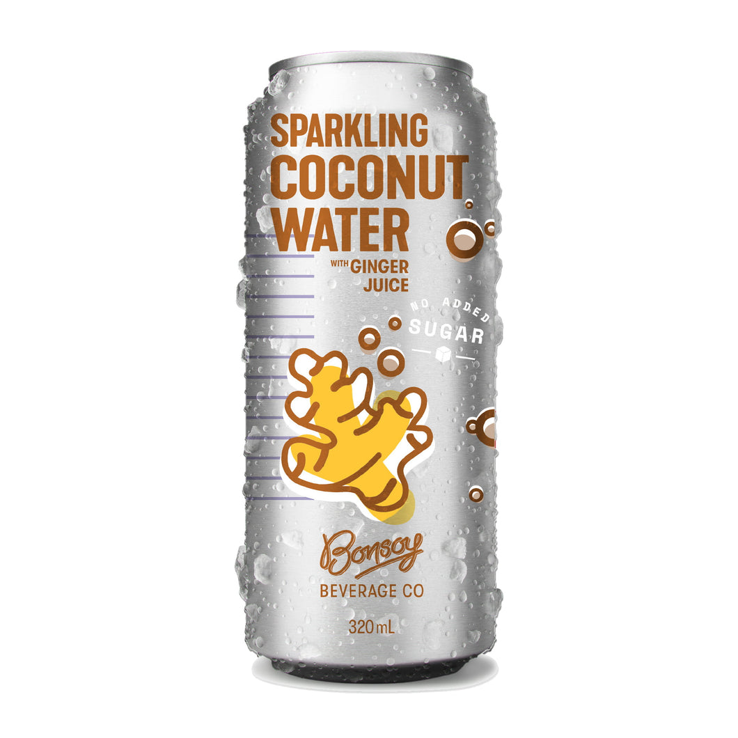 Bonsoy - Organic Sparkling - Coconut Water with Ginger 12 x 320ml