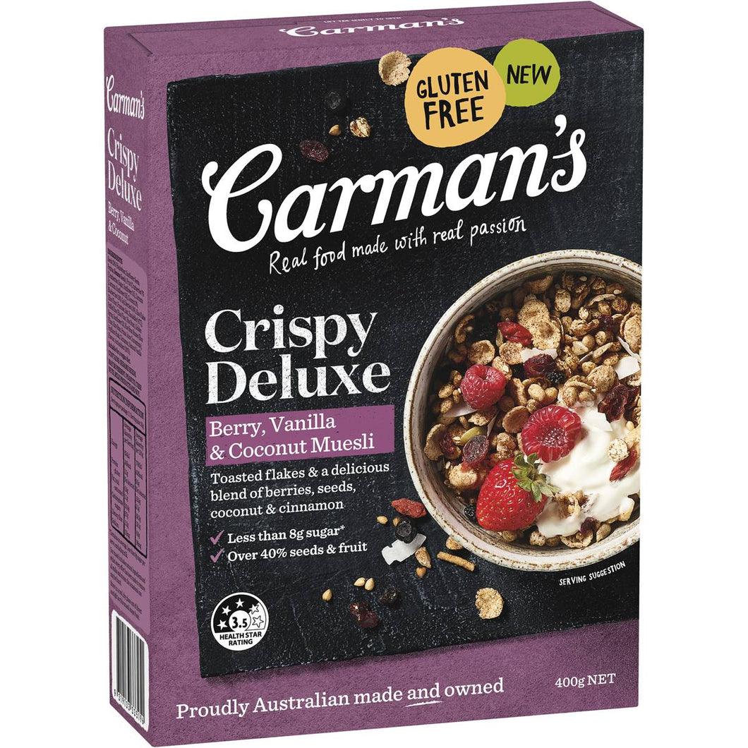 Carman’s - Crispy Deluxe Berry, Vanilla & Coconut Muesli 6 x 400g