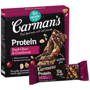 Carman’s - Protein Bar Gluten Free Dark Chocolate & Cranberry  6 x 200g