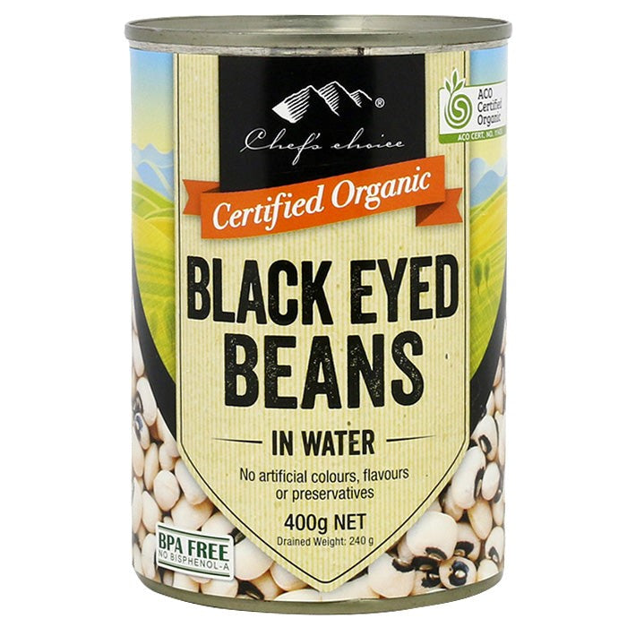 Chef's Choice - Organic Cans - Black Eyed Beans in Water 12 x 400g