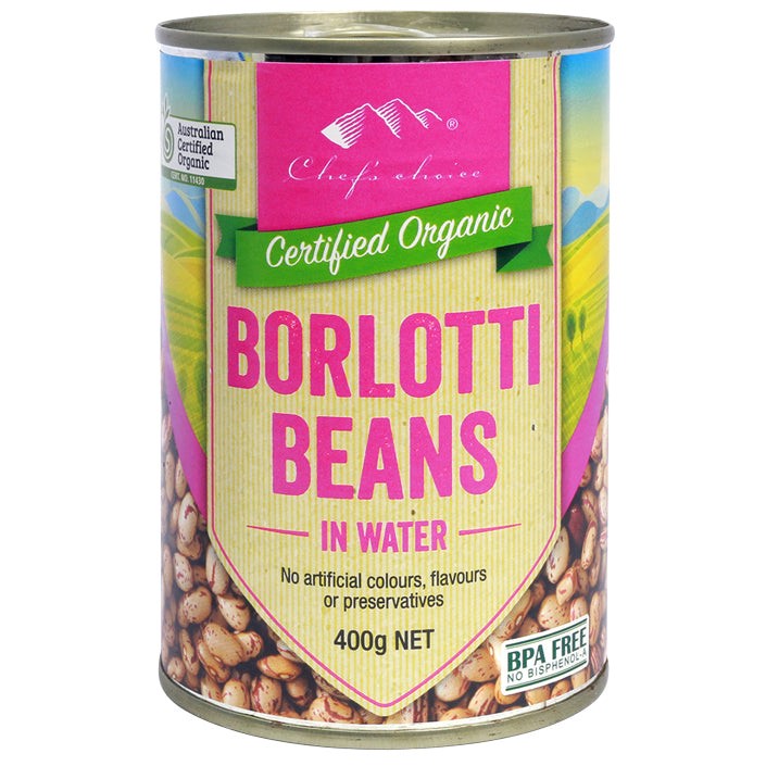 Chef's Choice - Organic Cans - Borlotti Beans in Water 12 x 400g