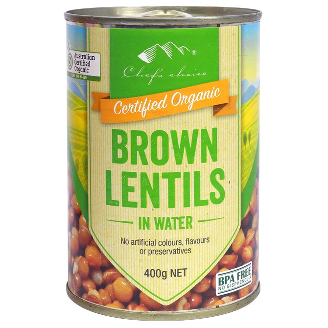 Chef's Choice - Organic Cans - Brown Lentils in Water 12 x 400g