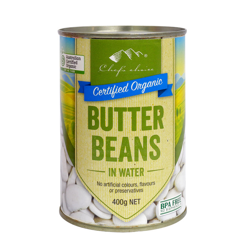 Chef's Choice - Organic Cans - Butter Beans in Water 12 x 400g