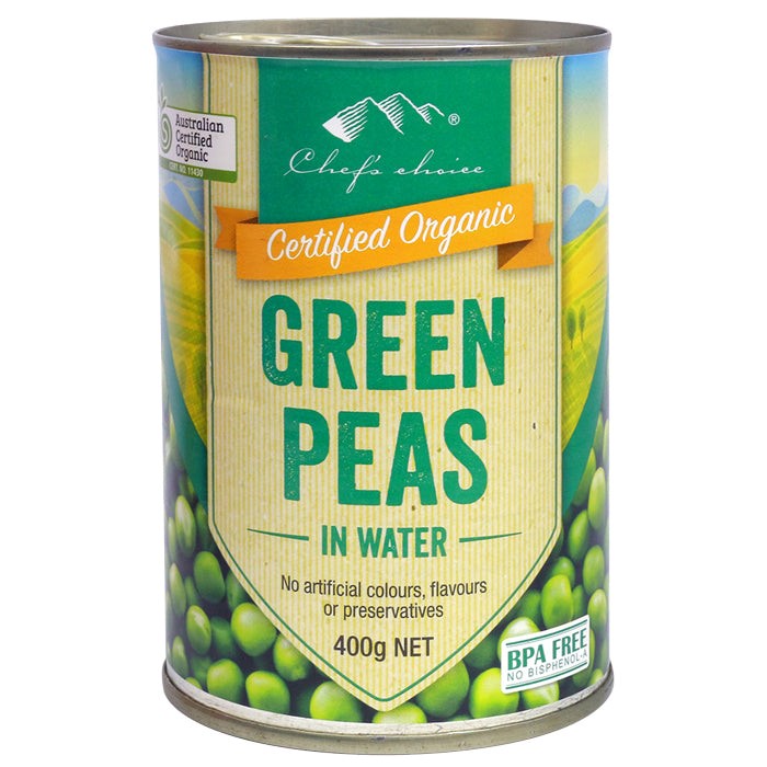 Chef's Choice - Organic Cans - Green Peas in Water 12 x 400g