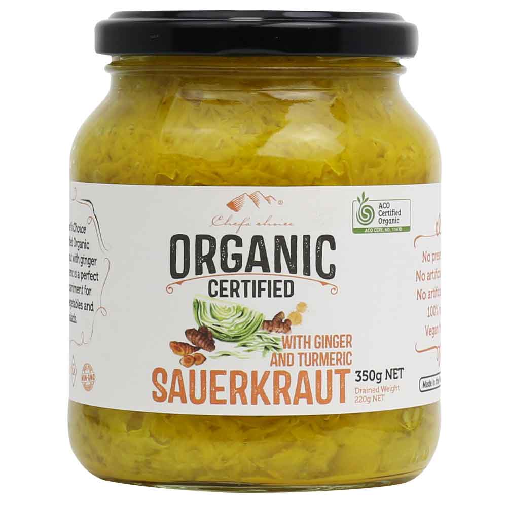 Chef's Choice - Organic In Brine - Sauerkraut with Ginger & Turmeric 6 x 350g
