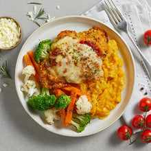 Load image into Gallery viewer, My Muscle Chef - Chicken Parmigiana with Pumpkin Mash and Vegetables
