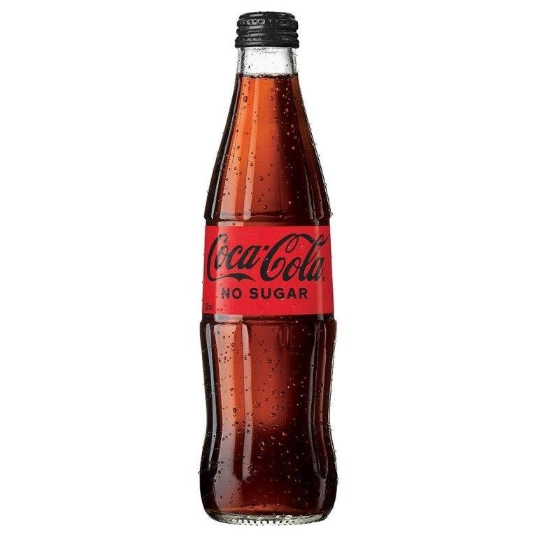 Coca Cola - Soda Glass Bottle - No Sugar 24 x 385ml