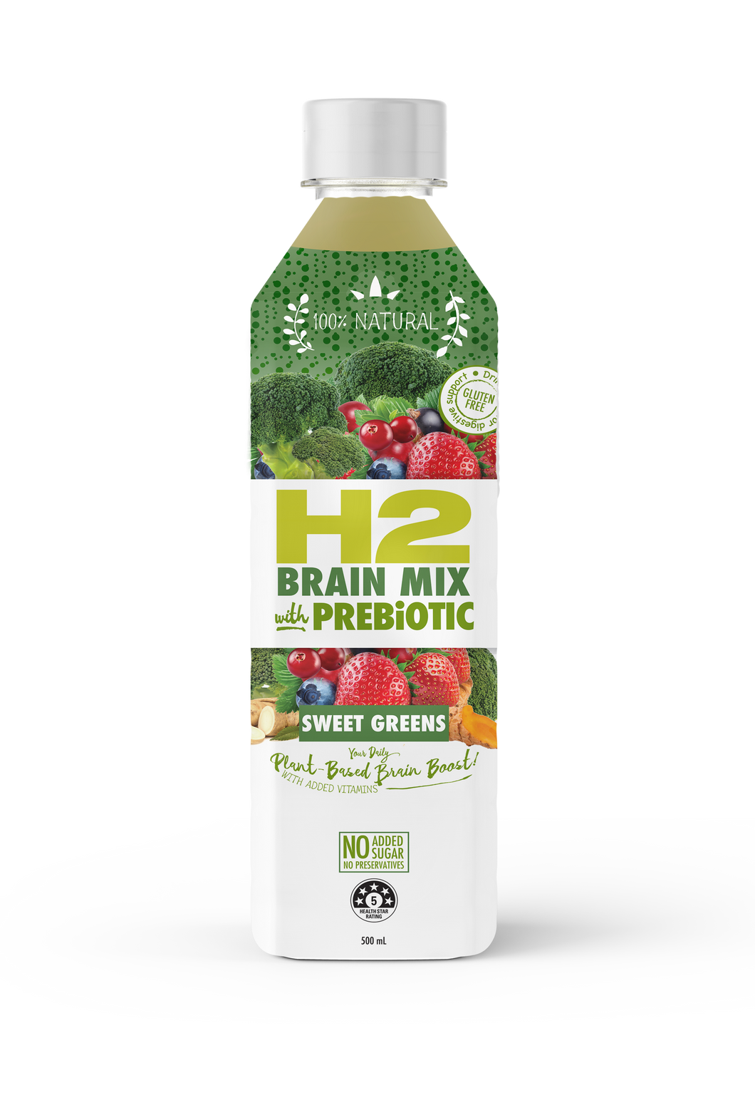 H2 - Brain Mix Sweet Greens with Prebiotic 12 x 500ml