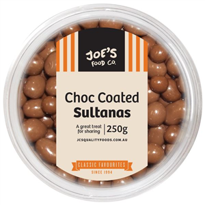 Jc’s Choc Coated Sultanas Tubs 12 x 250g