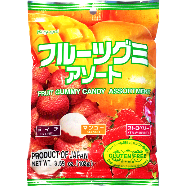 Kasugai - Japanese Candy - Gummy Fruit Assorted - 12 x 102g
