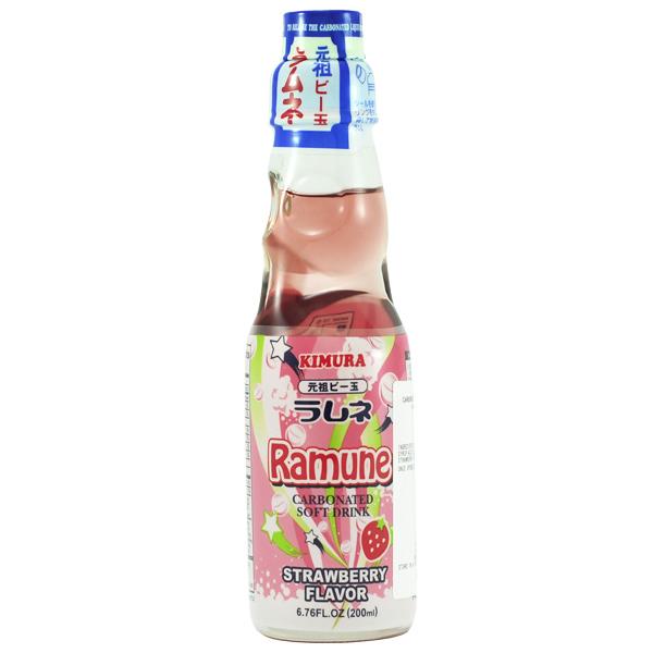 Kimura Ramune - Japanese Beverage - Marble Pop Soda Strawberry - 30 x 200ml