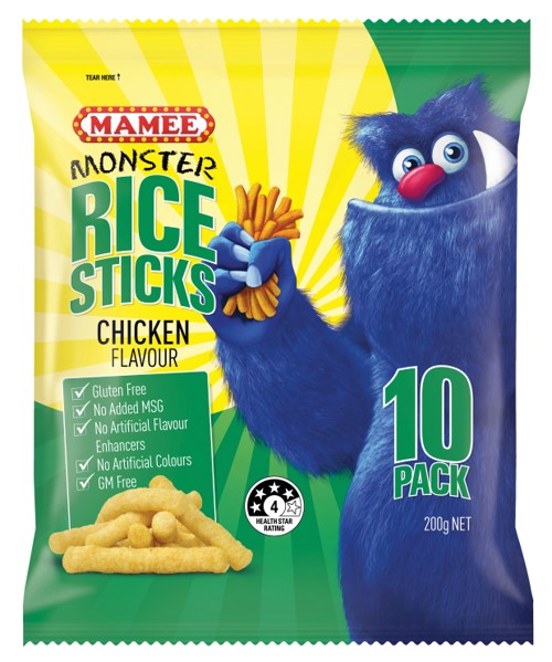 Mamee - Rice Sticks Chicken Snacks Gluten Free, GMO Free 4 x 200g