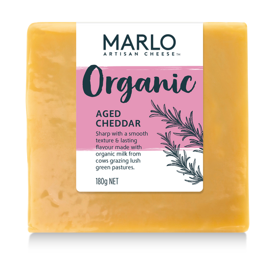 Marlo - Organic Cheese - Aged Cheddar 8 x 180g
