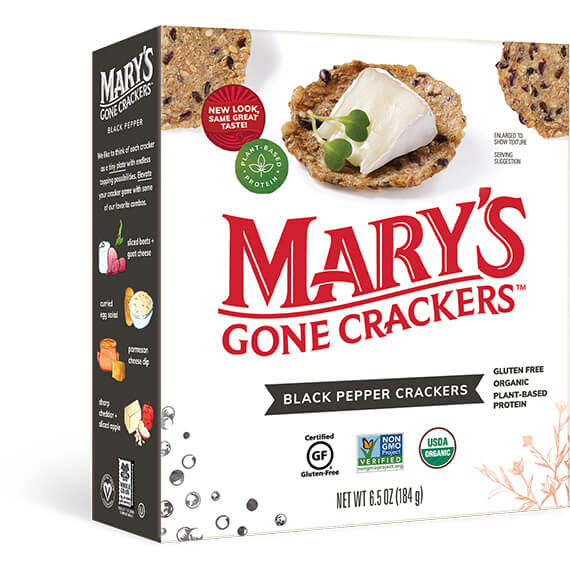 Mary's Gone Crackers - Organic Crackers - Black Pepper 6 x 184g