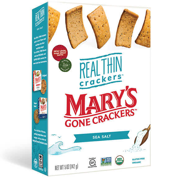 Mary's Gone Crackers - Organic Crackers - Real Thin Sea Salt 6 x 184g