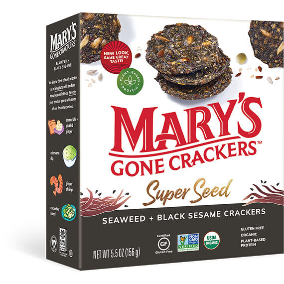 Mary's Gone Crackers - Organic Crackers - Super Seed Seaweed + Black Sesame 6 x 184g