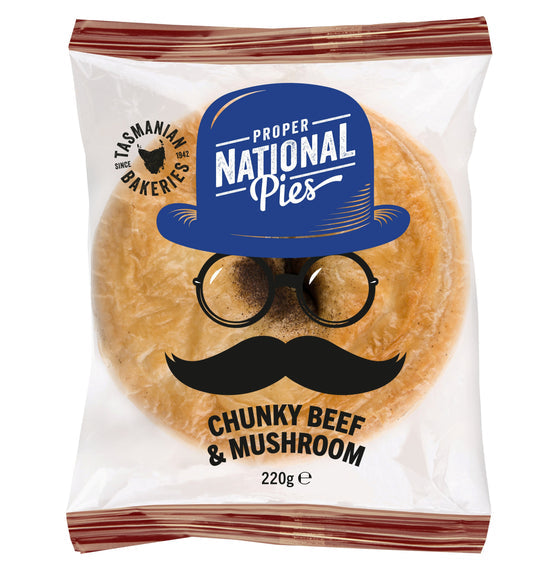 Proper National Pies - Frozen Pies - Beef & Mushroom 12 x 220g