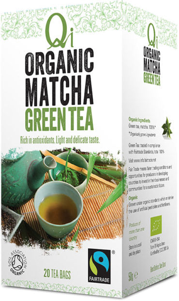 Qi - Organic Fairtrade Tea - Matcha Green Tea Bags 5 x 25 Tea Bags