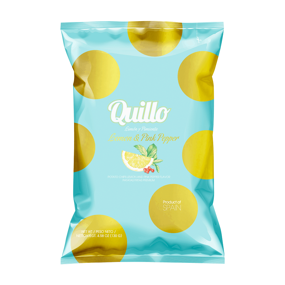 Quillo - Premium Potato Chips - Lemon & Pink Pepper  10 x 130g