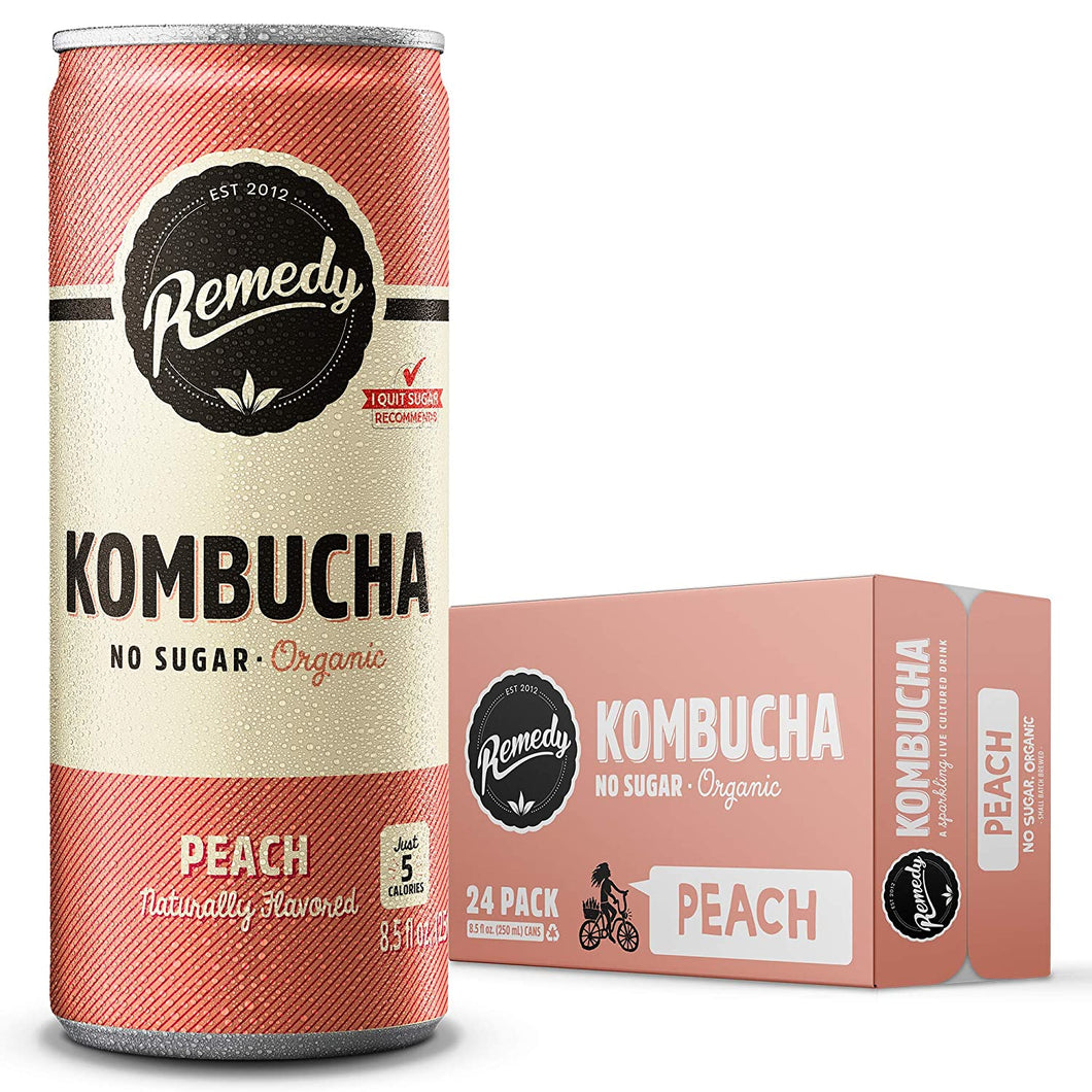 Remedy - Kombucha Peach Cans 24 x 250ml