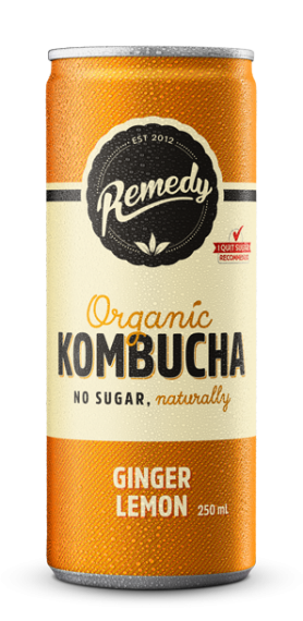 Remedy - Kombucha Ginger & Lemon Cans 24 x 250ml