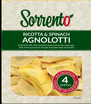 Sorrento - Fresh Pasta - Ricotta & Spinach Agnolotti 6 x 600g