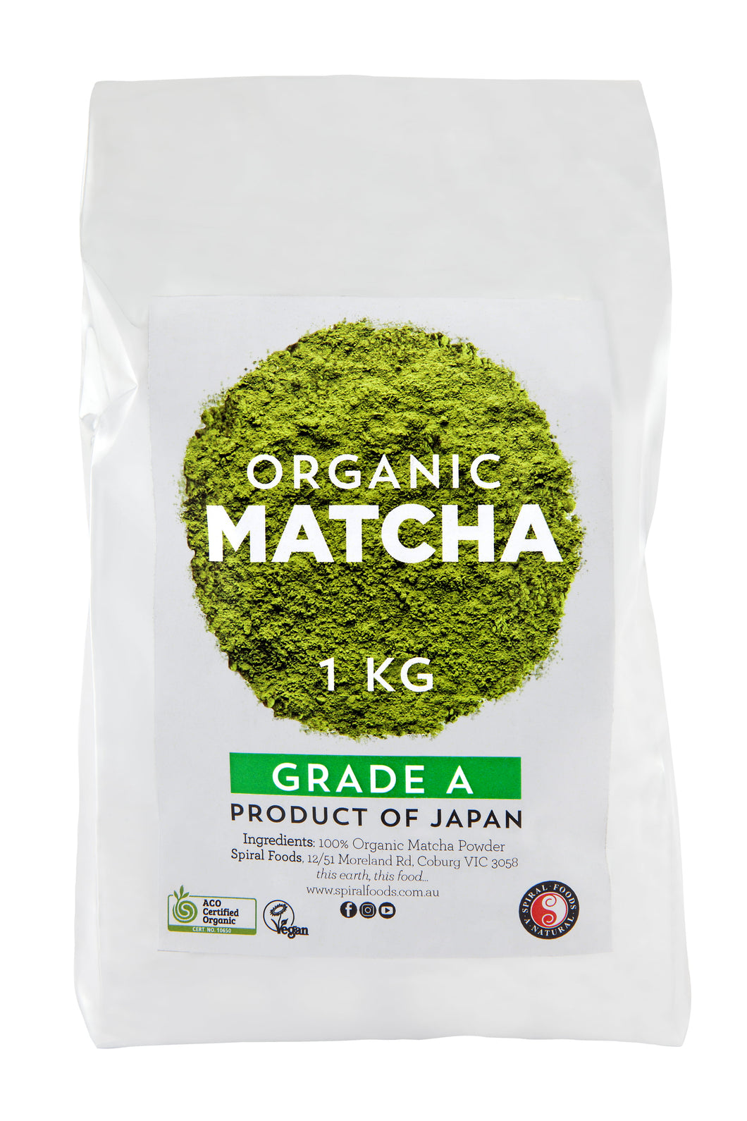 Spiral Food - Organic Matcha A-Grade Powder 1 x 1Kg