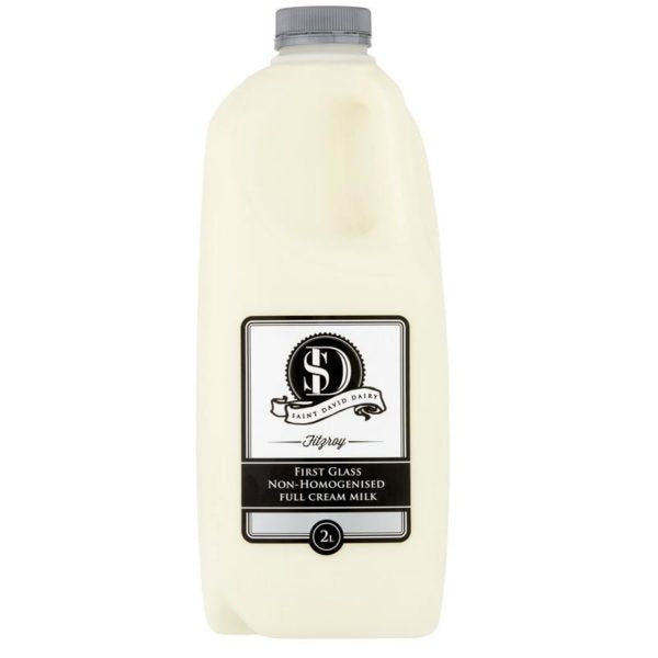 St David First Glass Non-Homogenised Full Cream Milk 2L x 6