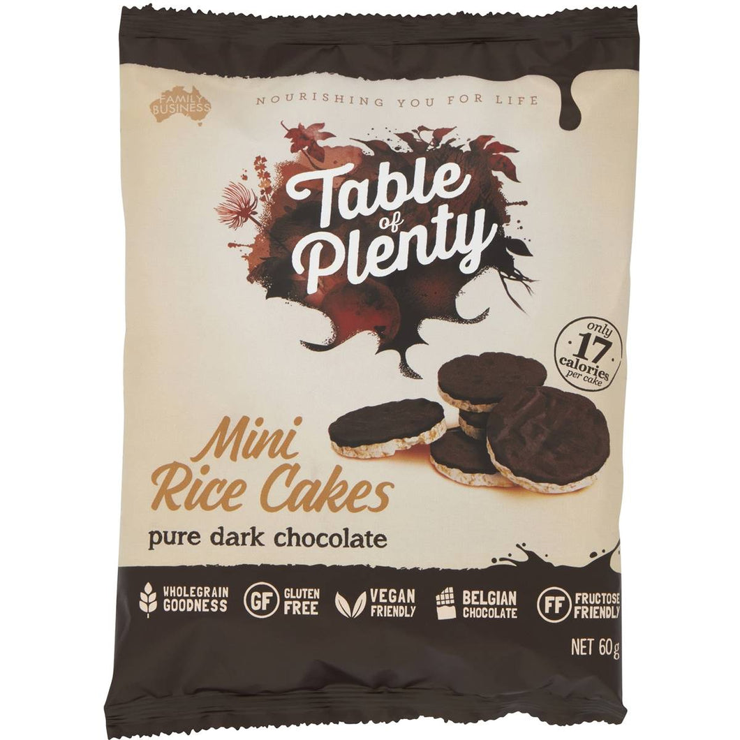 Table of Plenty - Rice Cakes - Mini Rice Cakes Pack - Pure Dark Chocolate 5 x 60g