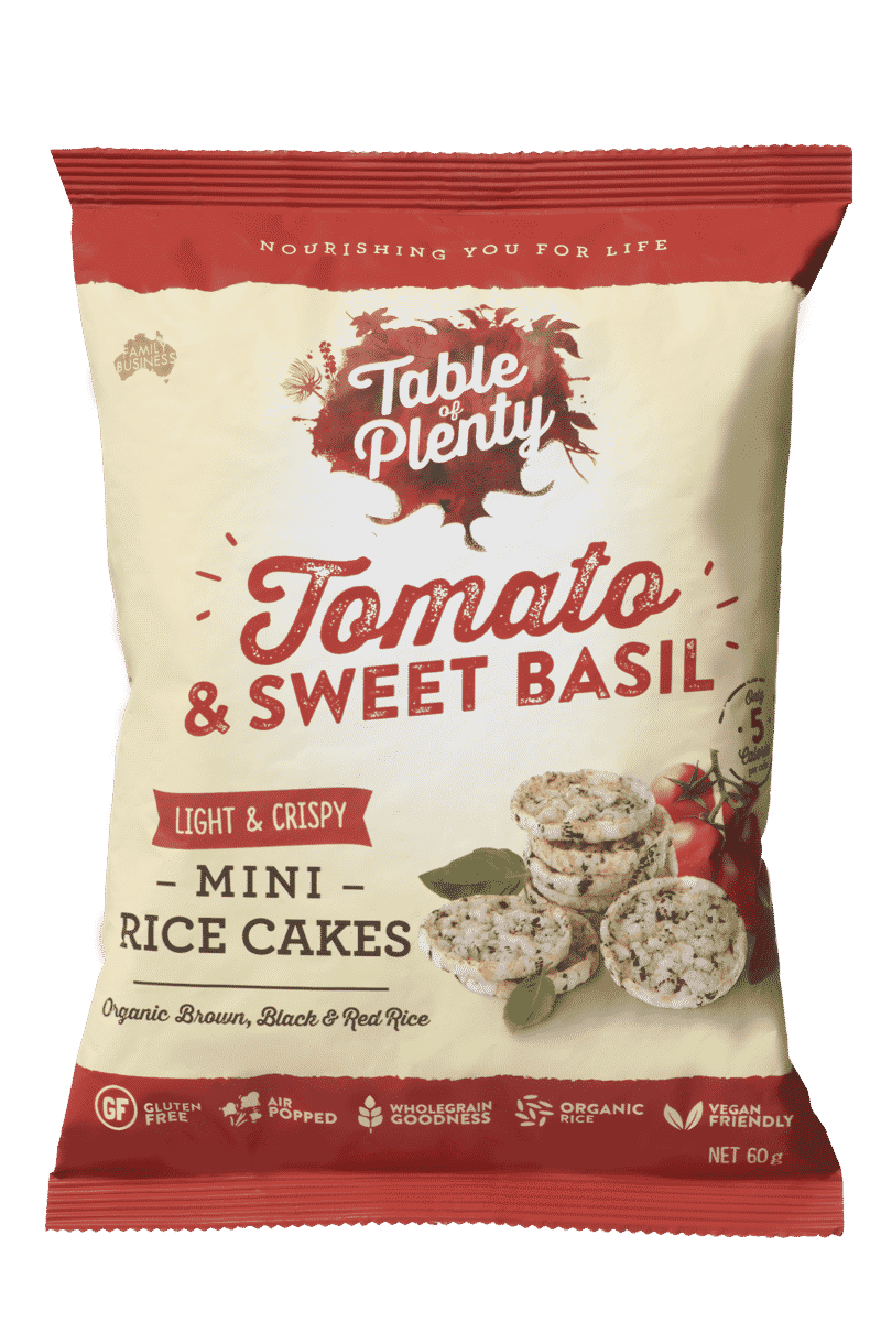 Table of Plenty - Rice Cakes - Mini Rice Cakes Pack - Tomato & Sweet Basil 5 x 60g