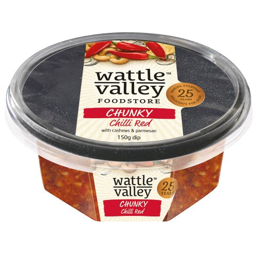 Wattle Valley - Chunky Dips - Red Chilli, Cashew & Parmesan 6 x 150g