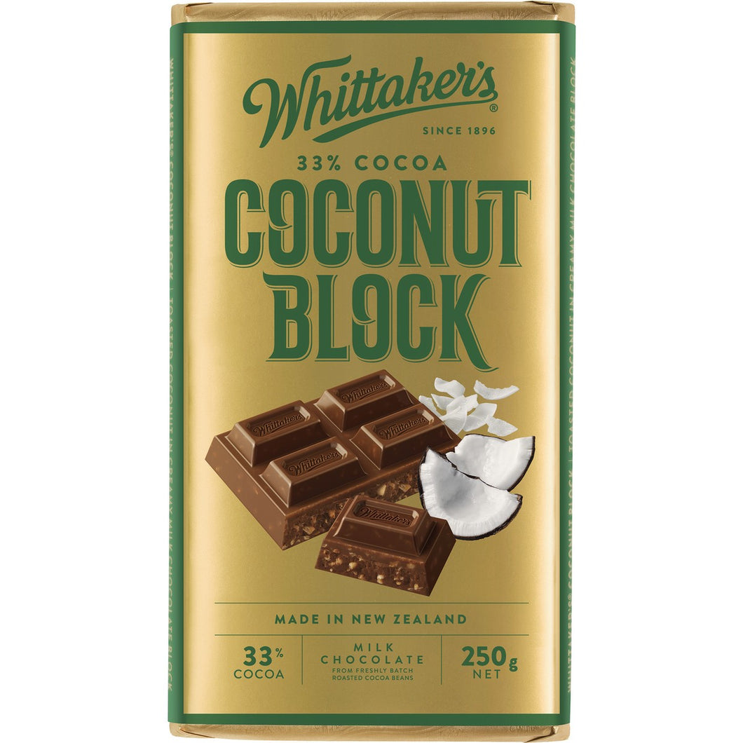 Whittaker's - Chocolate Block - Coconut 12 x 250g