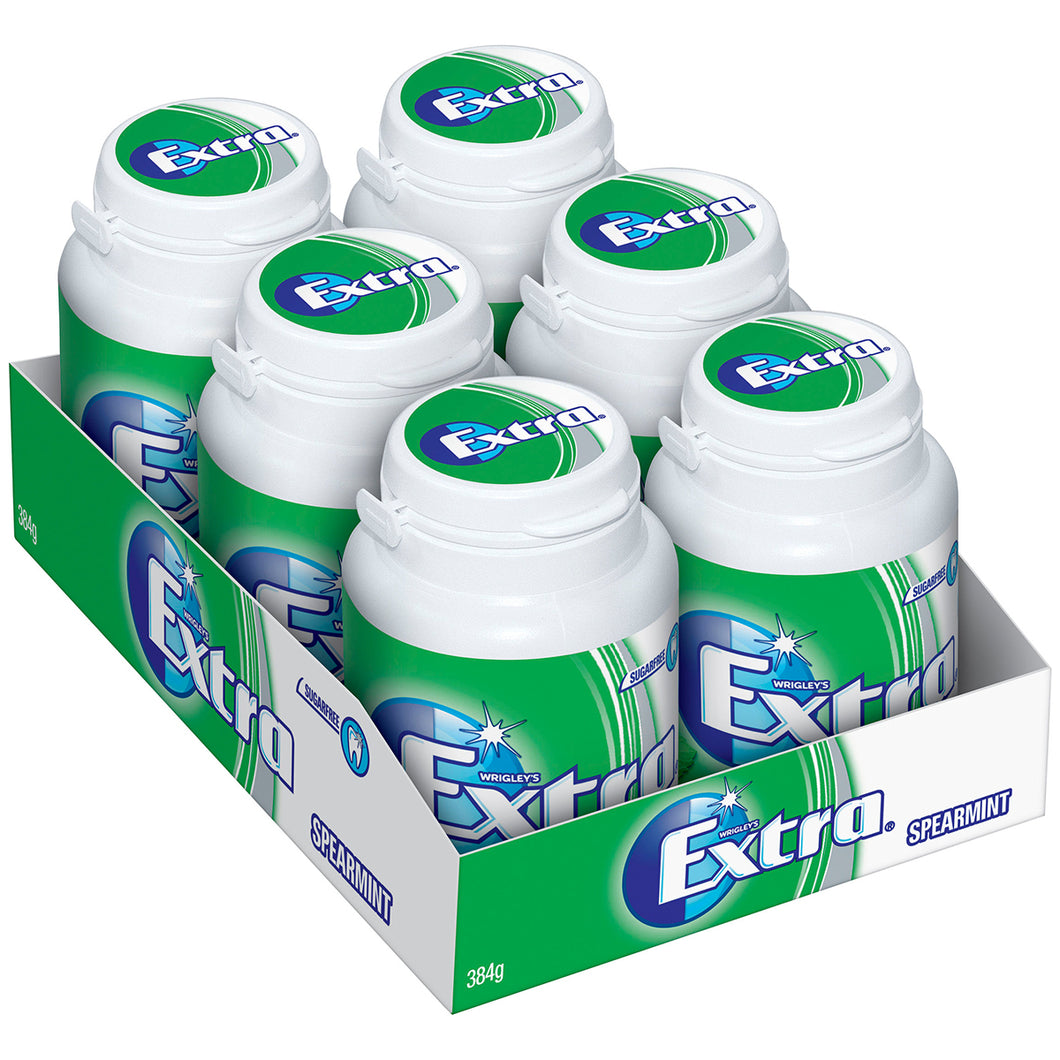 Wrigley's - Extra Bottle Gum – Sugar free Spearmint - 6 x 64g